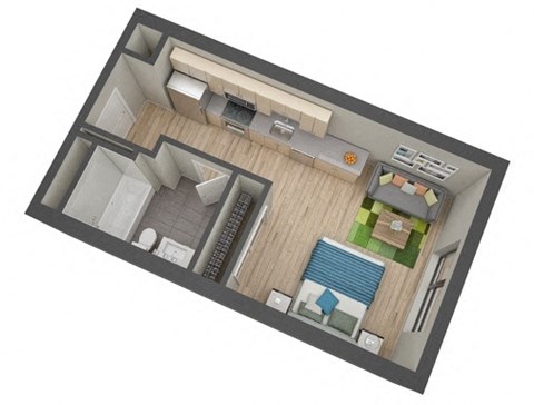 Bancroft Floor plan 425 Sq.Ft. at The Whit, Minneapolis, 55404